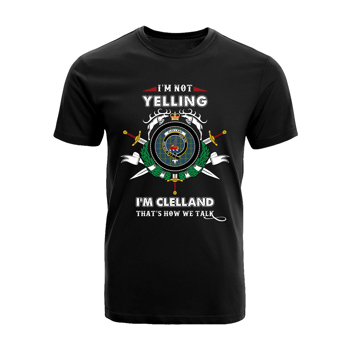 Clelland Tartan Crest T-shirt - I'm not yelling style