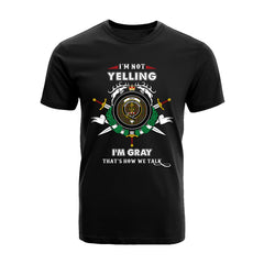Gray Tartan Crest T-shirt - I'm not yelling style