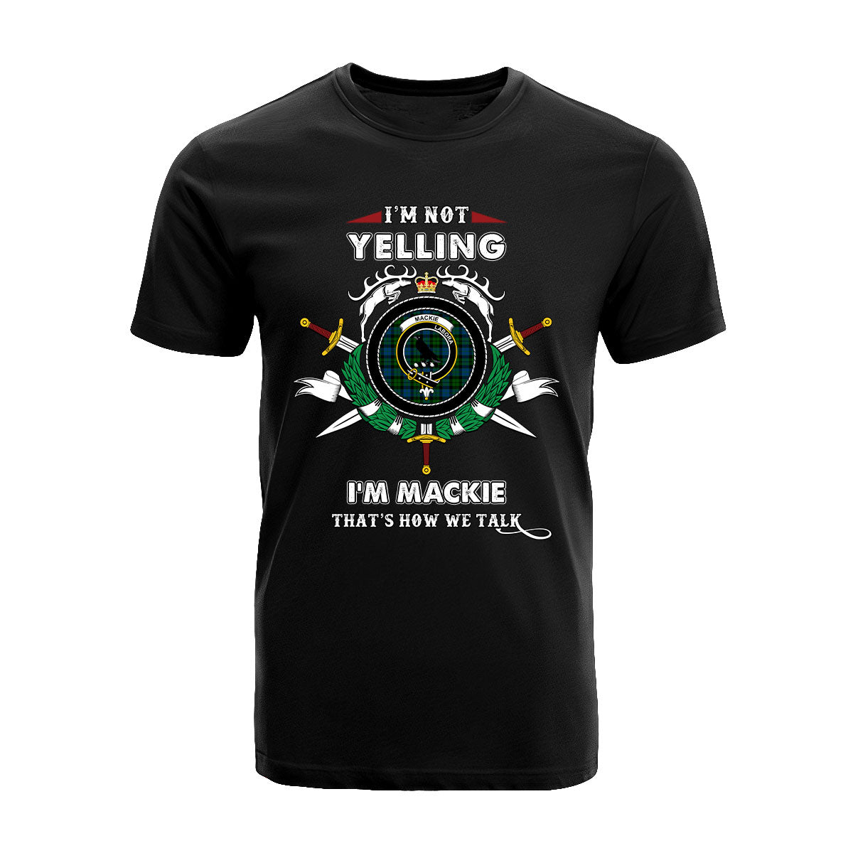 Mackie Tartan Crest T-shirt - I'm not yelling style