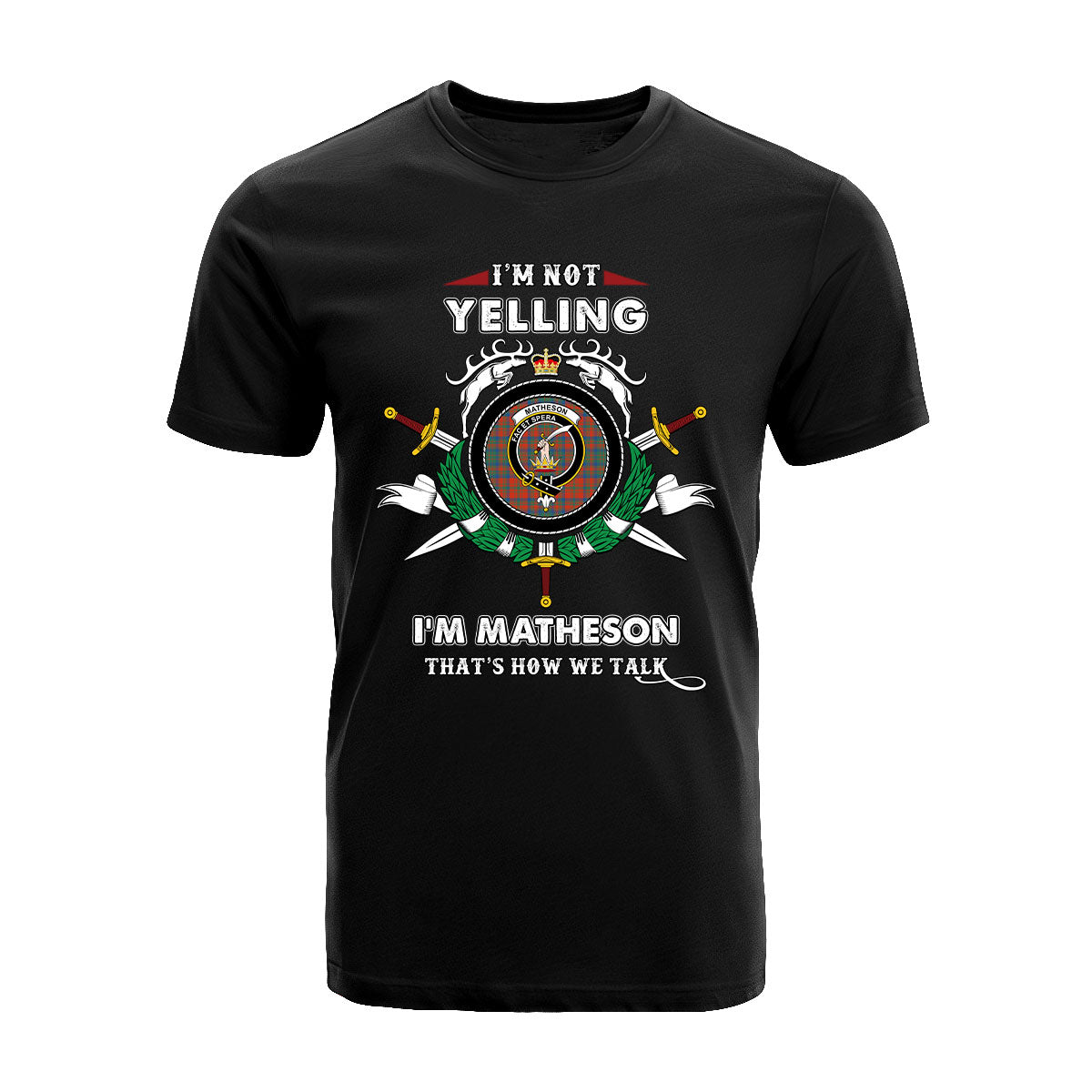 Matheson Tartan Crest T-shirt - I'm not yelling style