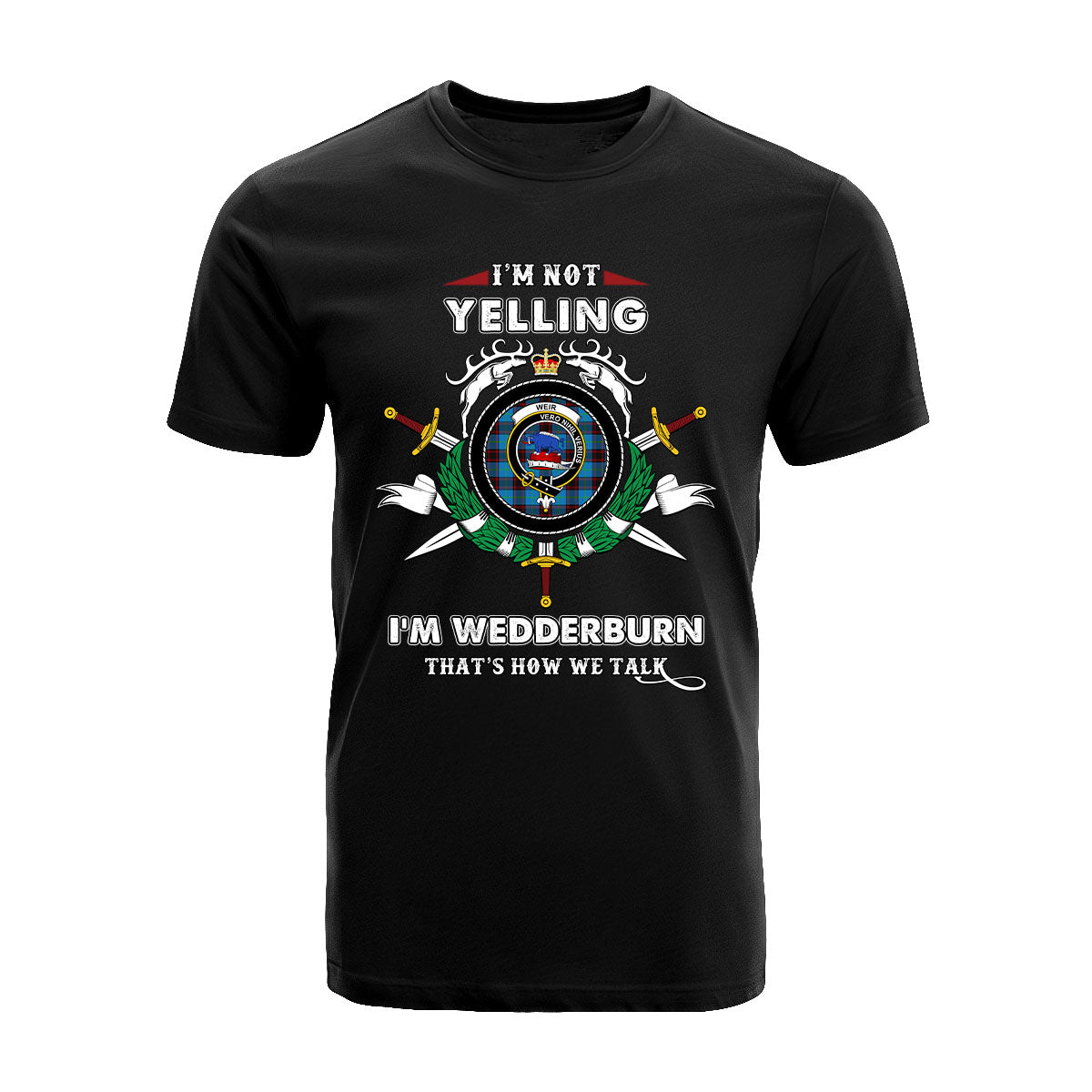 Wedderburn Tartan Crest T-shirt - I'm not yelling style