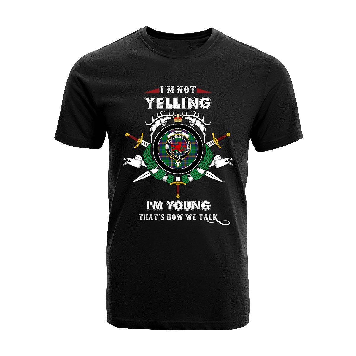Young Tartan Crest T-shirt - I'm not yelling style