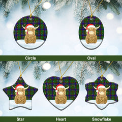 Adam Tartan Christmas Ceramic Ornament - Highland Cows Style