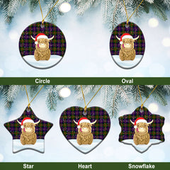 Chalmers (Balnacraig) Tartan Christmas Ceramic Ornament - Highland Cows Style