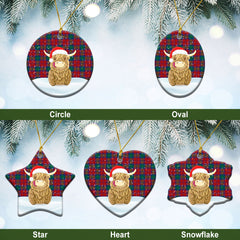 Fotheringham Tartan Christmas Ceramic Ornament - Highland Cows Style