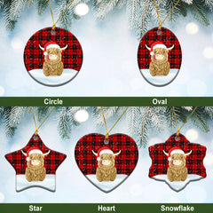 Hogg Tartan Christmas Ceramic Ornament - Highland Cows Style