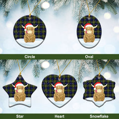 Laws Tartan Christmas Ceramic Ornament - Highland Cows Style