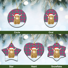 Lindsay Ancient Tartan Christmas Ceramic Ornament - Highland Cows Style