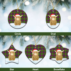 MacDonald (Clan Ranald) Tartan Christmas Ceramic Ornament - Highland Cows Style