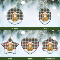 MacDuff Dress Ancient Tartan Christmas Ceramic Ornament - Highland Cows Style