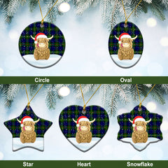 MacEwan Modern Tartan Christmas Ceramic Ornament - Highland Cows Style
