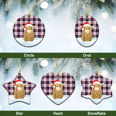 MacPherson Hunting Modern Tartan Christmas Ceramic Ornament - Highland Cows Style