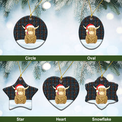 Renton Tartan Christmas Ceramic Ornament - Highland Cows Style