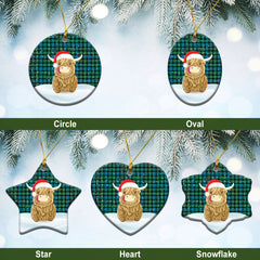 Rollo Ancient Tartan Christmas Ceramic Ornament - Highland Cows Style
