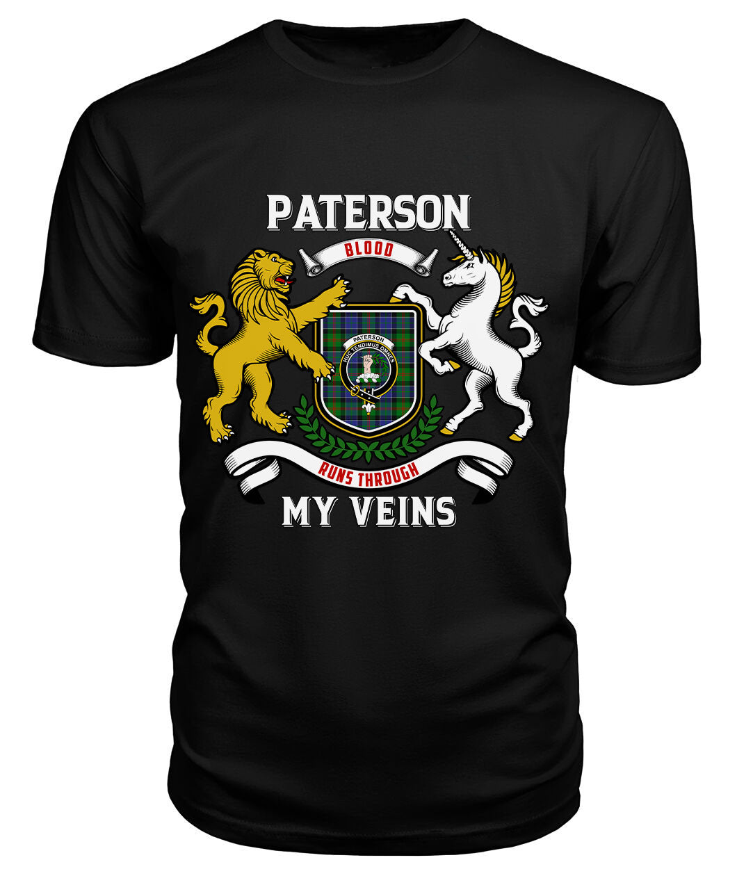 Paterson Tartan Crest 2D T-shirt - Blood Runs Through My Veins Style