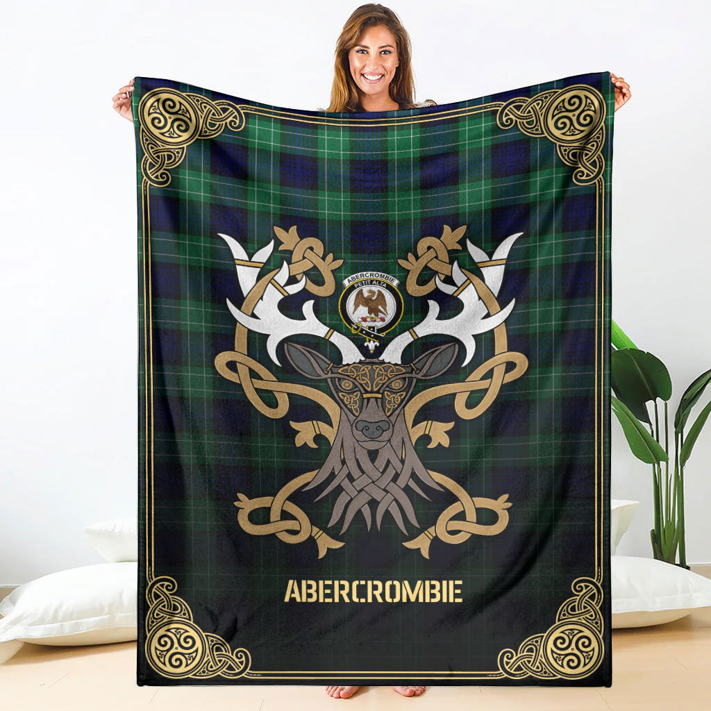 Abercrombie Tartan Crest Premium Blanket - Celtic Stag style