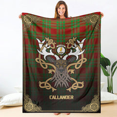 Callander Tartan Crest Premium Blanket - Celtic Stag style