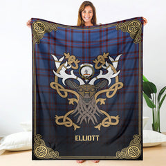 Elliott Modern Tartan Crest Premium Blanket - Celtic Stag style