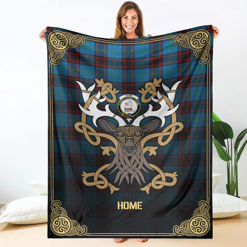 Home Ancient Tartan Crest Premium Blanket - Celtic Stag style