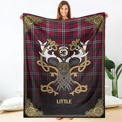 Little Tartan Crest Premium Blanket - Celtic Stag style