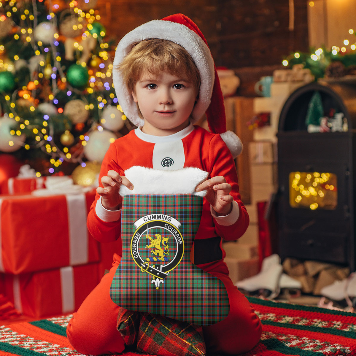 Cumming Hunting Ancient Tartan Crest Christmas Stocking