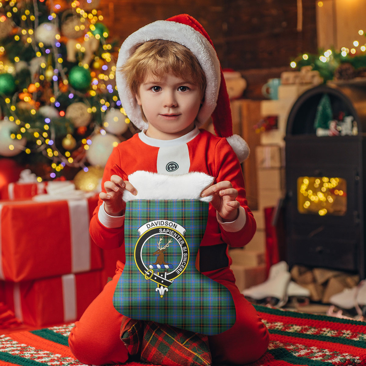 Davidson Ancient Tartan Crest Christmas Stocking