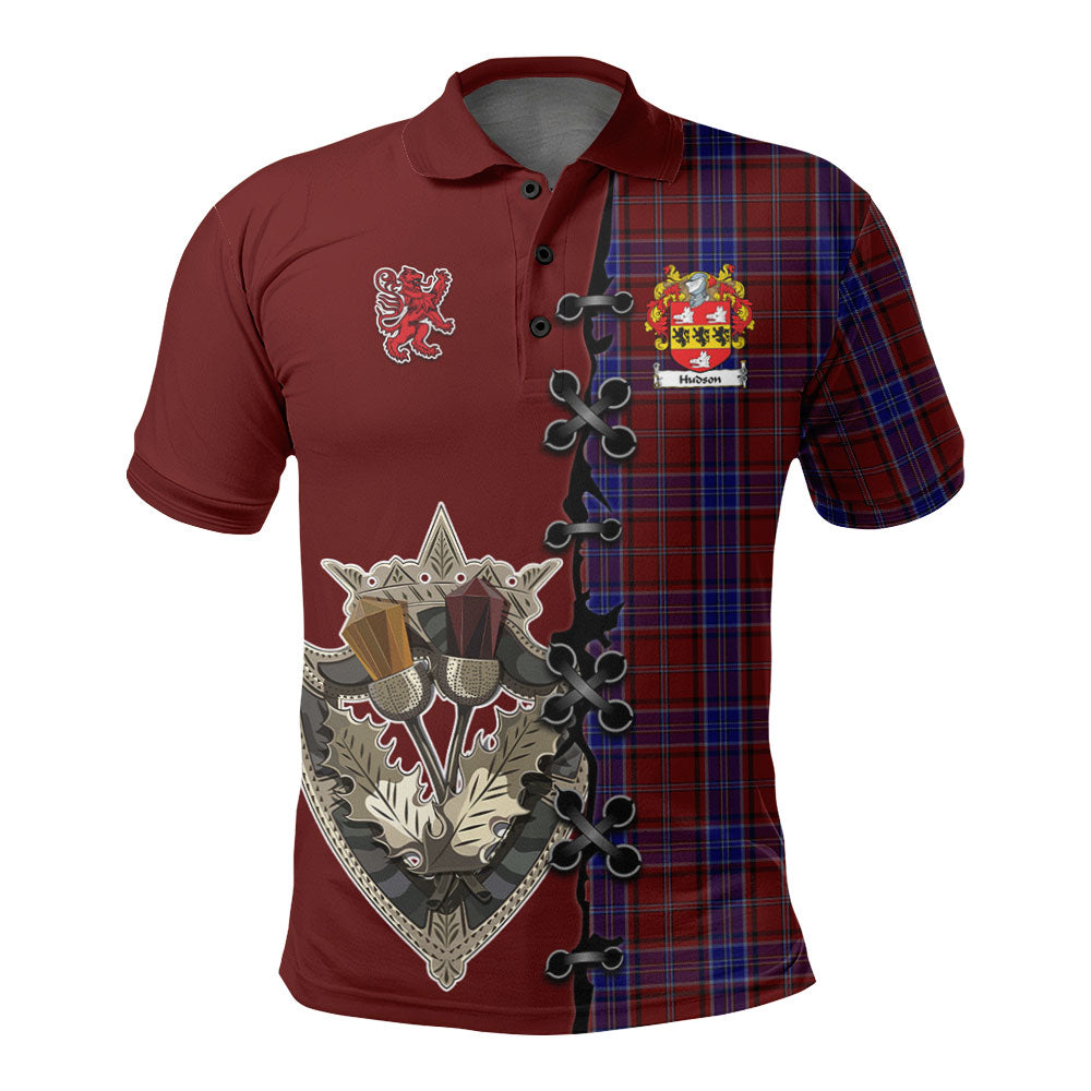 Hudson Tartan Polo Shirt - Lion Rampant And Celtic Thistle Style