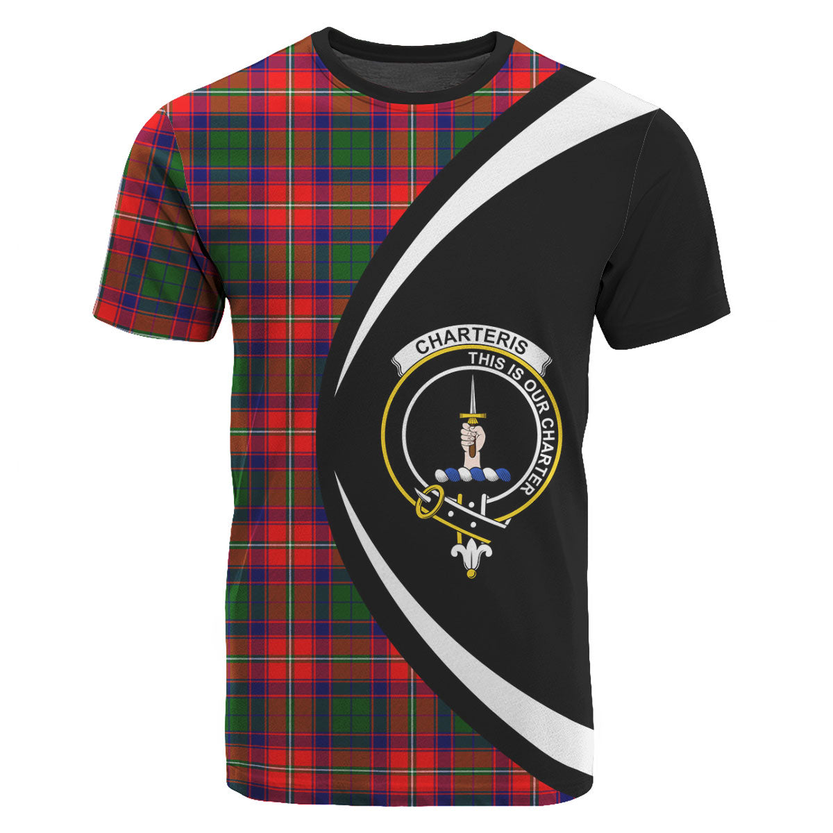 Charteris (Earl of Wemyss) Tartan Crest T-shirt - Circle Style