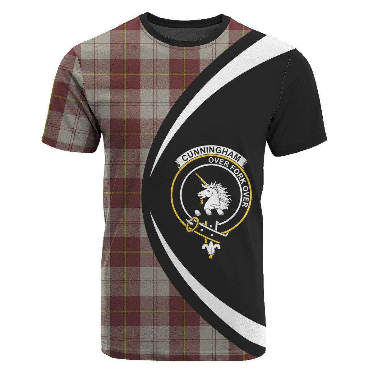 Cunningham Burgundy Dancers Tartan Crest T-shirt - Circle Style