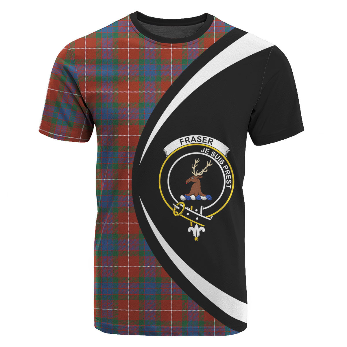 Fraser (of Lovat) Ancient Tartan Crest T-shirt - Circle Style