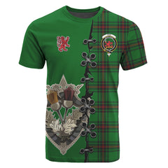 Fife District Tartan T-shirt - Lion Rampant And Celtic Thistle Style