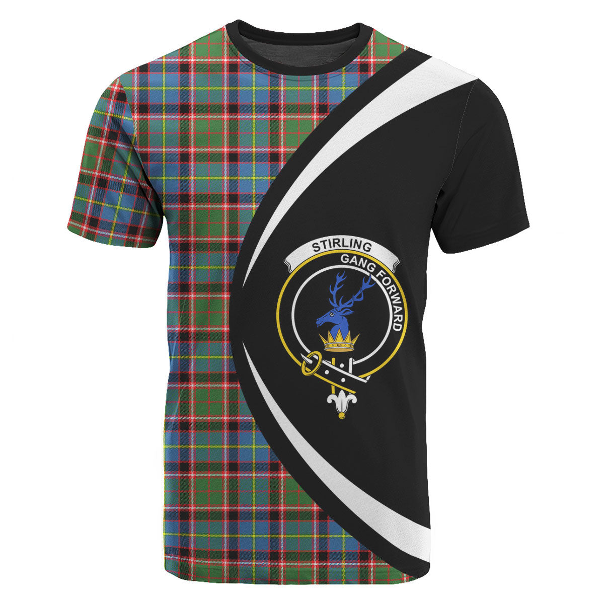 Stirling (of Cadder-Present Chief) Tartan Crest T-shirt - Circle Style