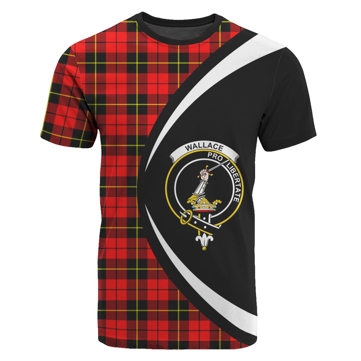 Wallace Hunting Red Tartan Crest T-shirt - Circle Style