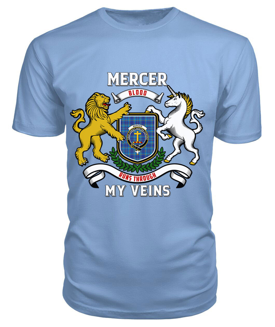 Mercer Modern Tartan Crest 2D T-shirt - Blood Runs Through My Veins Style