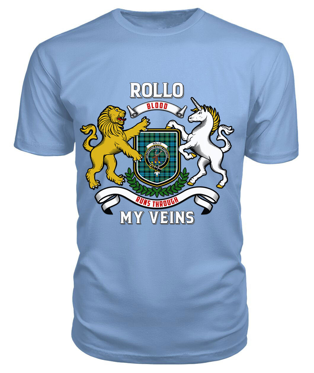 Rollo Ancient Tartan Crest 2D T-shirt - Blood Runs Through My Veins Style