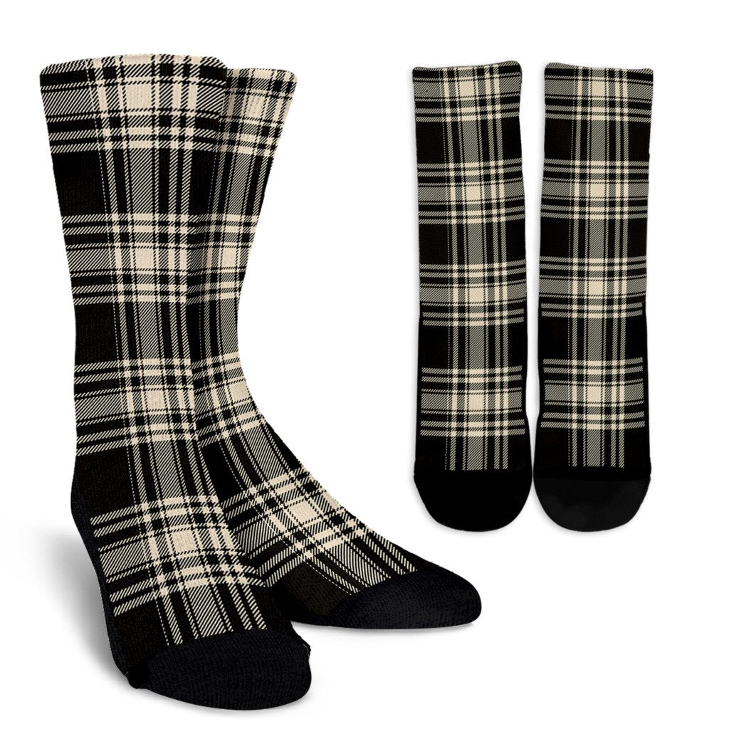 Menzies Black & White Ancient Tartan Crew Socks