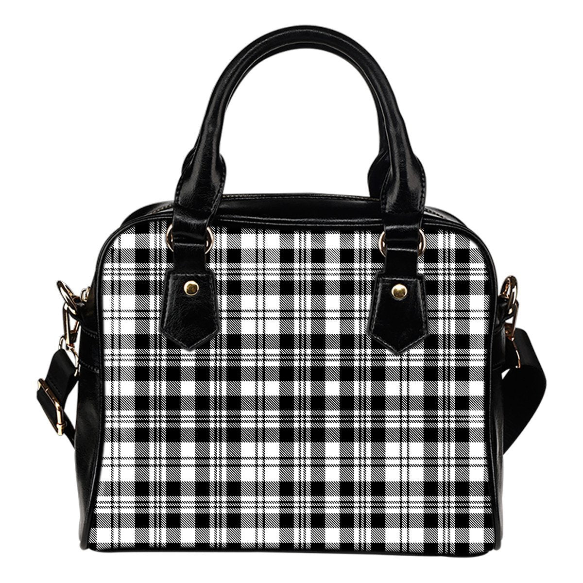 Scott Black & White Modern Tartan Shoulder Handbags