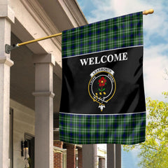 Learmonth Tartan Crest Black Garden Flag