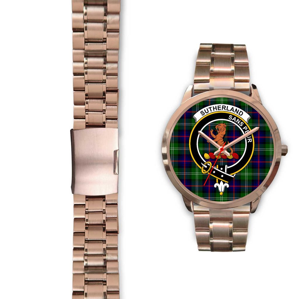 Sutherland Tartan Crest Rose Gold Watch