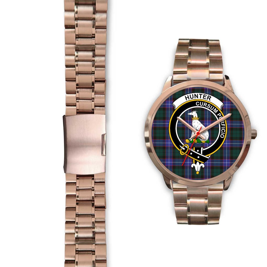 Hunter Modern Tartan Crest Rose Gold Watch