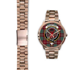 Crawford Modern Tartan Crest Rose Gold Watch