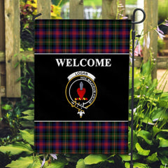 Logan Tartan Crest Black Garden Flag