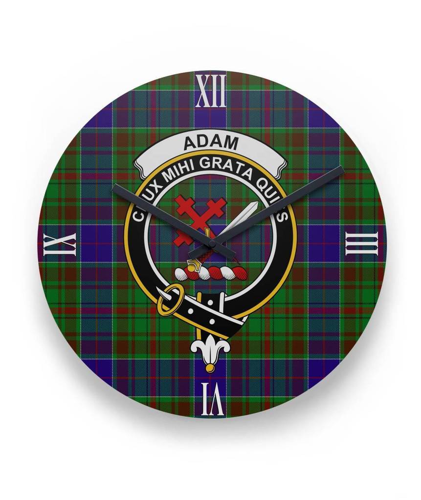 Adam Family Tartan Crest Clock