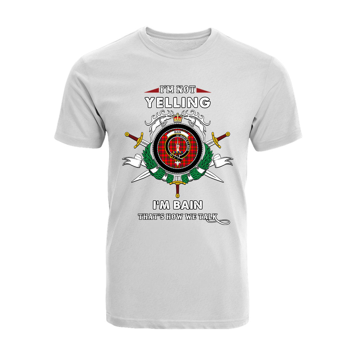 Bain Tartan Crest T-shirt - I'm not yelling style