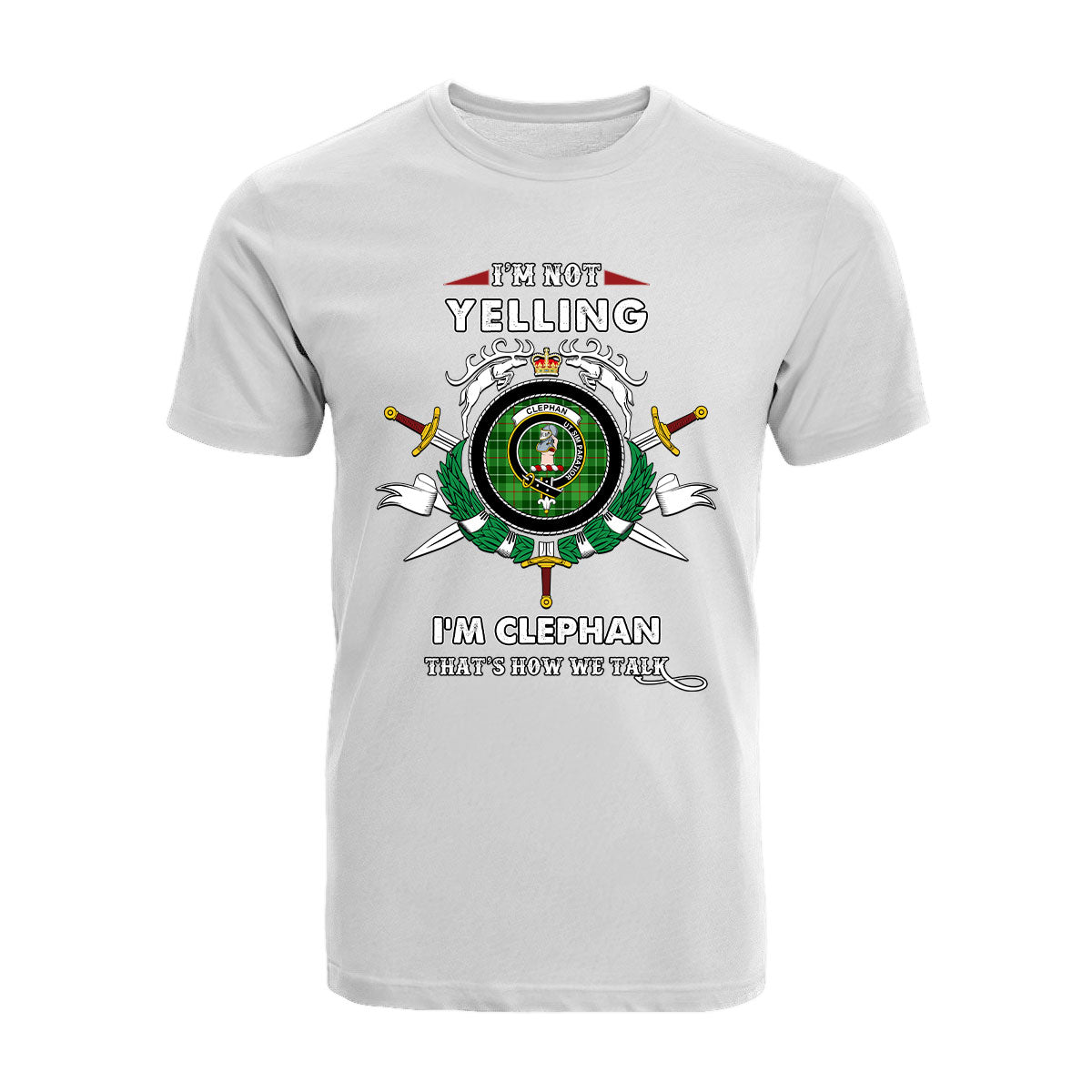 Clephan Tartan Crest T-shirt - I'm not yelling style
