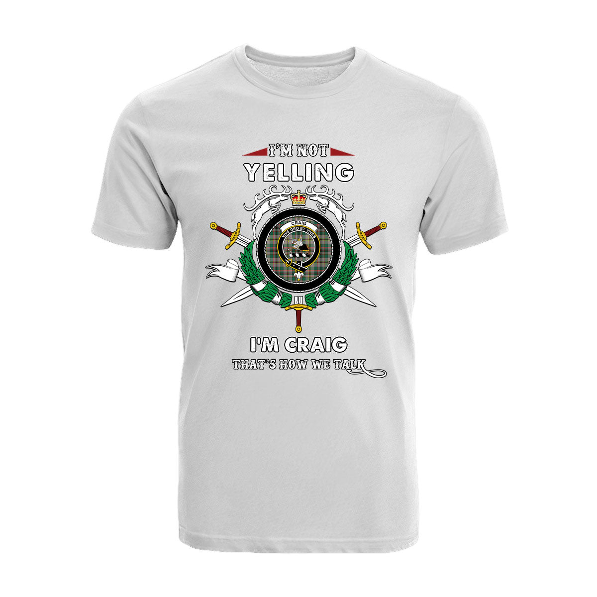 Craig Tartan Crest T-shirt - I'm not yelling style