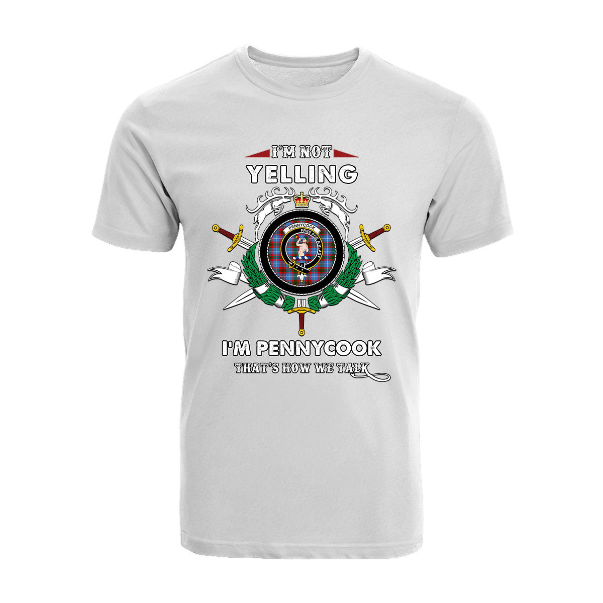 Pennycook Tartan Crest T-shirt - I'm not yelling style