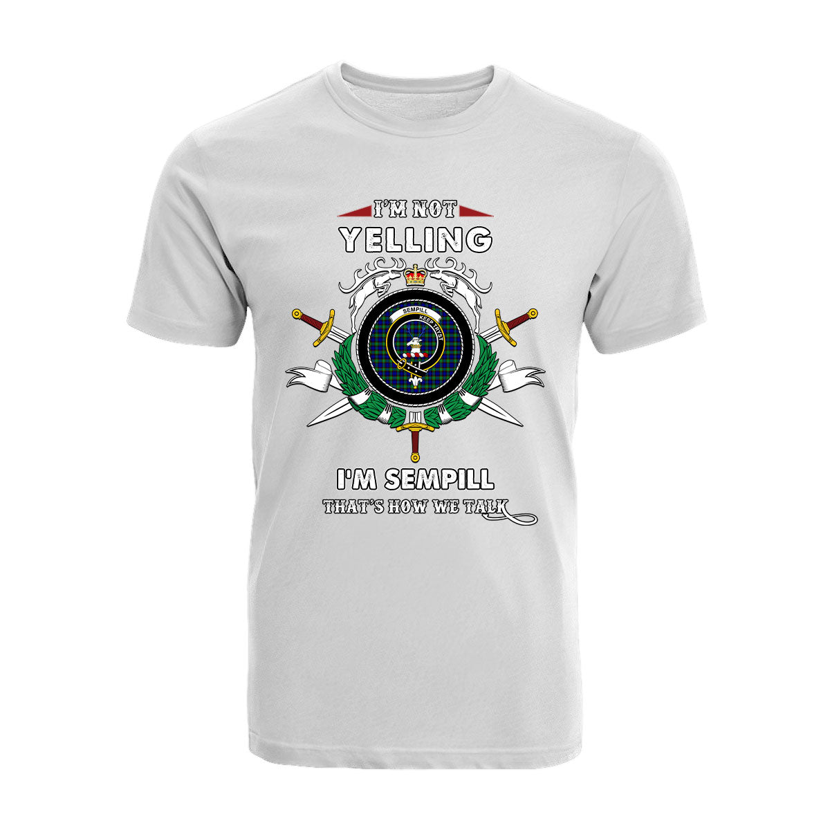 Sempill Tartan Crest T-shirt - I'm not yelling style