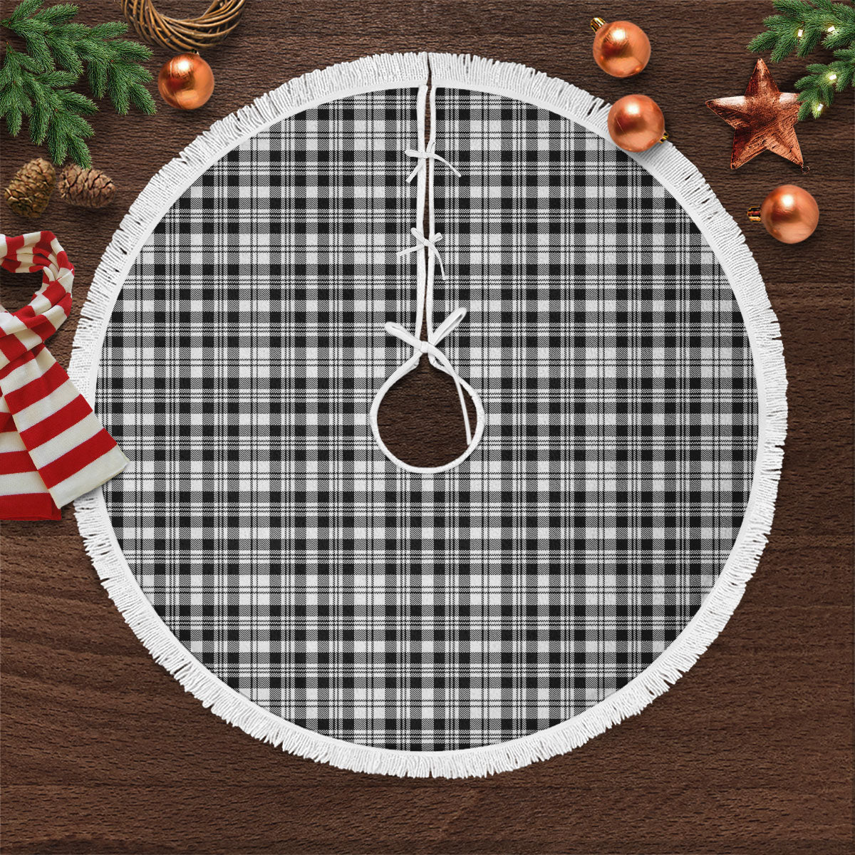 Scott Black & White Modern Tartan Christmas Tree Skirt