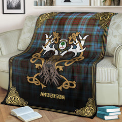 Anderson Ancient Tartan Crest Premium Blanket - Celtic Stag style